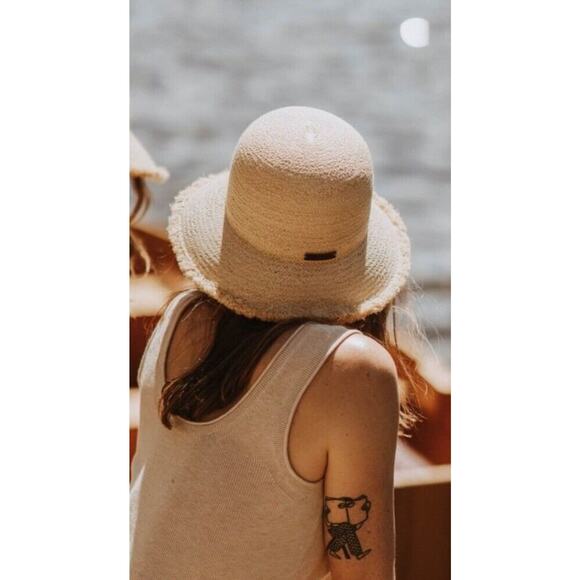 New Will + Bear Stevie Sand Raffia Straw Bucket Packable Sun Hat Vacation M NWT - Picture 3 of 4